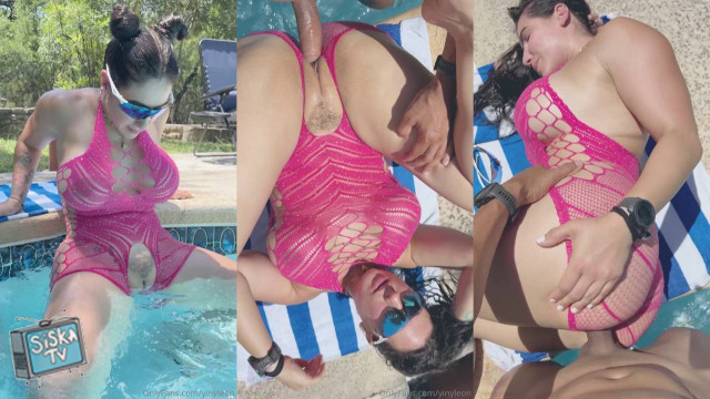 Husbend Fucks Thick Pussy In The Pool